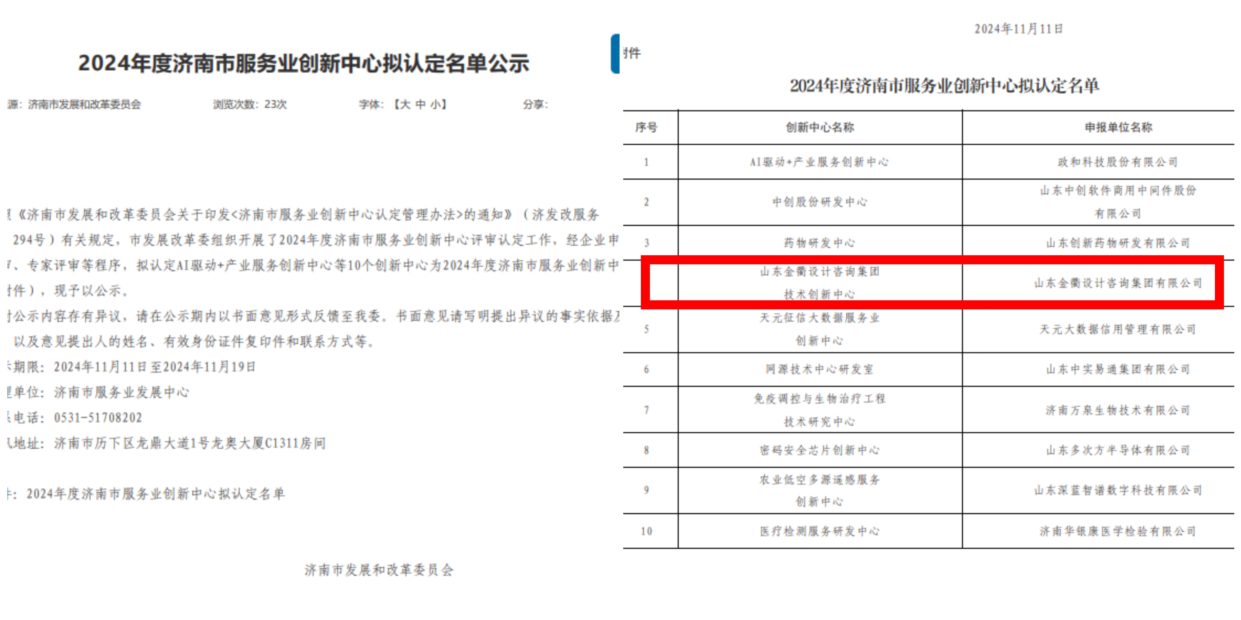 喜報||金衢設(shè)計集團(tuán)獲批2024年濟(jì)南市服務(wù)業(yè)創(chuàng)新中心，科技創(chuàng)新平臺建設(shè)取得新突破